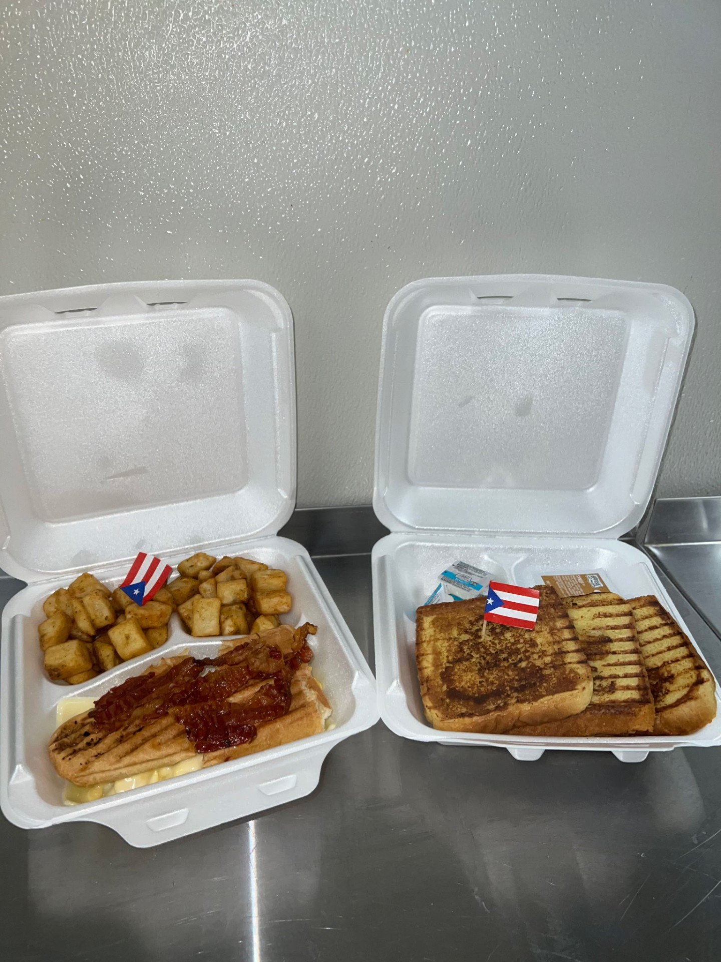 Breakfast sandwiches and home fries
